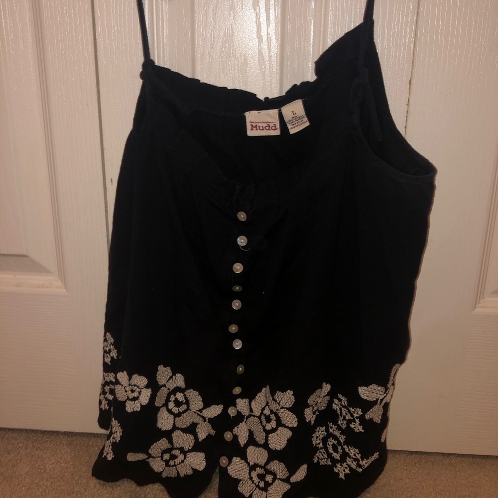 Mudd Black Tie-Strap Top